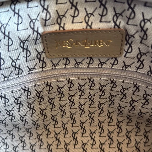 Vintage YSL Giraffe Print Boston Bag Brown MochaCanvas Leather Trim Luxury
